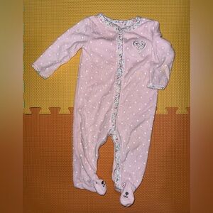 Carter's Pink Polka Dot Baby Footie Floral Heart